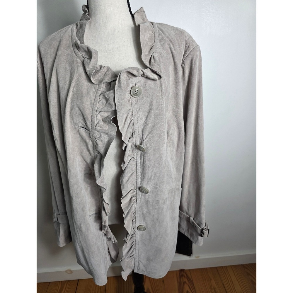 Pamela McCoy Couture Ruffle Suede Jacket 1X‎ NWT